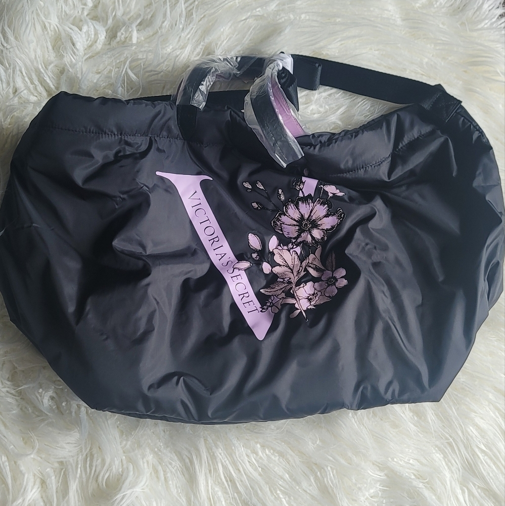 NWT Victoria's Secret Purple Floral Tote Bag